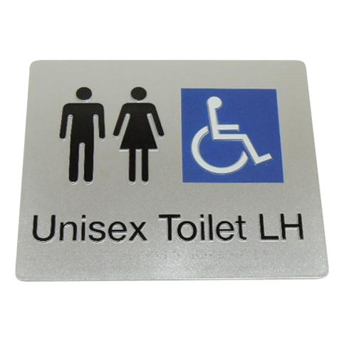 BRADLEY SIGNAGE UNISEX DISABLED TOILET LH 235X180X3MM SILVER