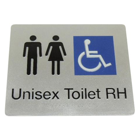 BRADLEY SIGNAGE UNISEX DISABLED TOILET RH 235X180X3MM SILVER