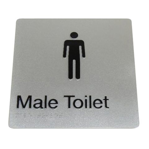 BRADLEY BRAILLE SIGN MALE TOILET 235X180X3MM SILVER