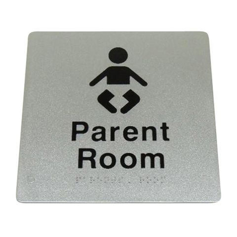 BRADLEY BRAILLE SIGN PARENT ROOM 235X180X3MM SILVER