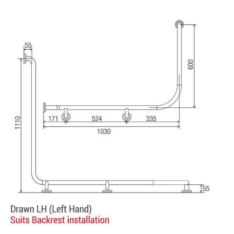 CON-SERV CF116LH CLAM FLANGE GRAB RAIL