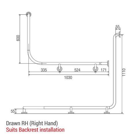 CON-SERV CF116RH CLAM FLANGE GRAB RAIL