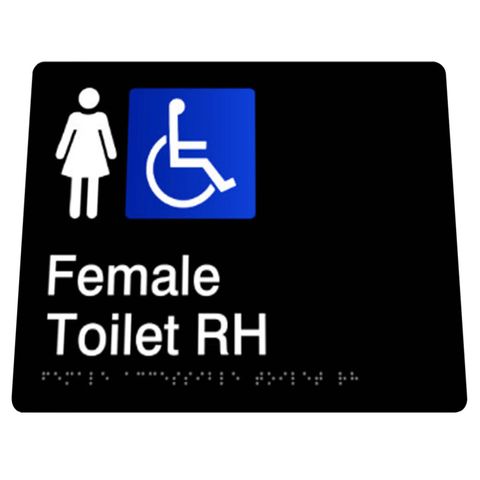 BRADLEY SIGNAGE FEMALE DISABLED TOILET RH 180X180X3MM BLACK