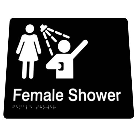 BRADLEY BRAILLE SIGN FEMALE SHOWER 180X180X3MM BLACK