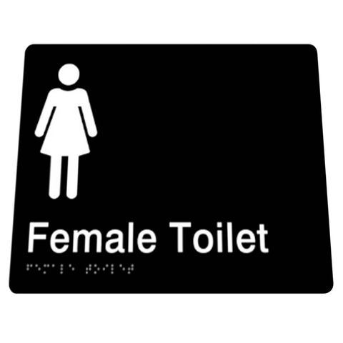 BRADLEY BRAILLE SIGN FEMALE TOILET 180X180X3MM BLACK