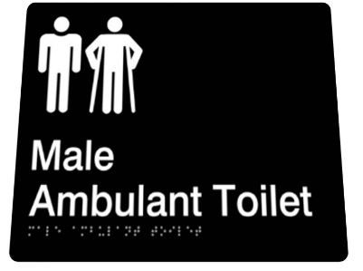 BRADLEY BRAILLE SIGN MALE/MALE AMBULANT 180X180X3MM BLACK