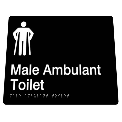 BRADLEY BRAILLE SIGN MALE AMBULANT TOILET 180X180X3MM BLACK