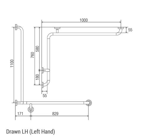 CON-SERV CF711LH CORNER SHOWER RAIL