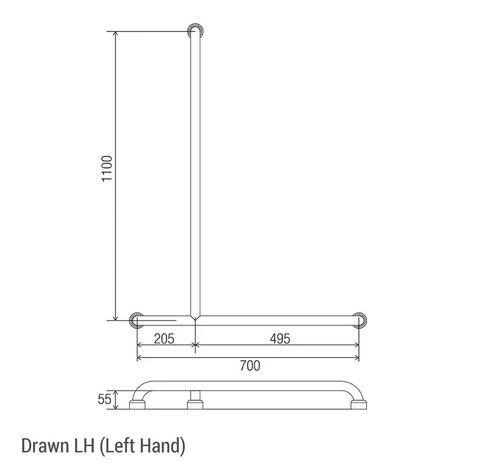 CON-SERV HS071LH HYGENIC SEAL INVERT T GRAB RAIL