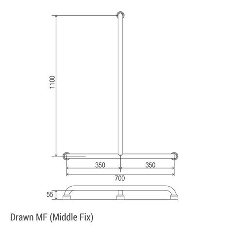 CON-SERV HS071MF HYGENIC SEAL INVERT T GRAB RAIL