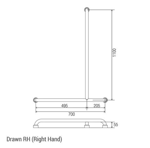 CON-SERV HS071RH HYGENIC SEAL INVERT T GRAB RAIL