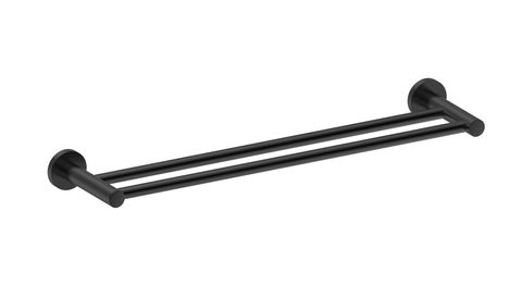 BARBEN STREAM DOUBLE TOWEL RAIL -800MM MATT BLACK PVD