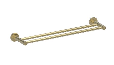 BARBEN STREAM DOUBLE TOWEL RAIL -800MM SATIN BRASS PVD