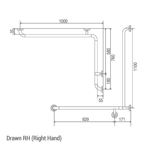 CON-SERV CF711RH CORNER SHOWER RAIL