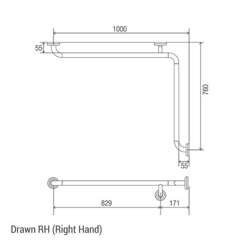 CON-SERV CF761RH CORNER GRAB RAIL