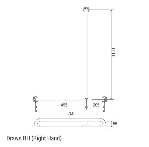 CON-SERV CF071RH CLAM FLANGE INVERT T GRAB RAIL