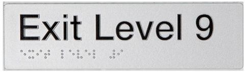 TSM BRAILLE EXIT LEVEL 8 SIGN SILVER