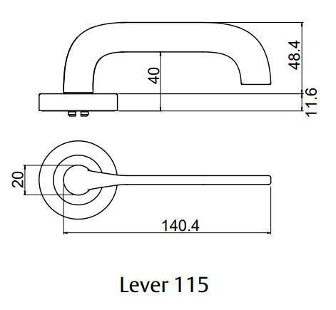 LOCKWOOD SYMPHONY 1220/1221/115 ROSE LEVER SET
