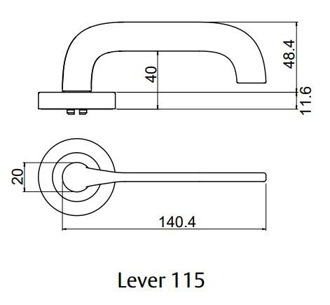 LOCKWOOD SYMPHONY 1220/1221/115 ROSE LEVER SET