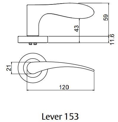 LOCKWOOD SYMPHONY 1220/1221/153L ROSE LEVER SET