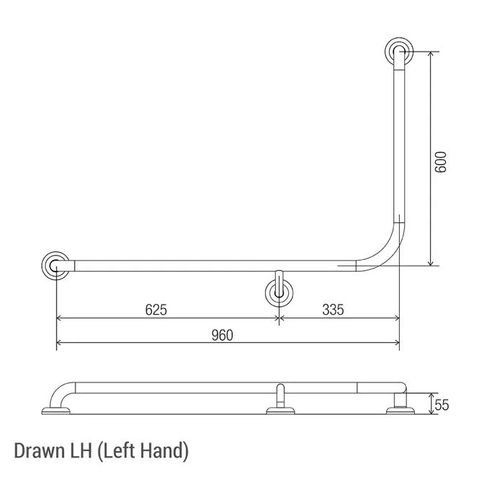 CON-SERV CF966LH CLAM FLANGE GRAB RAIL