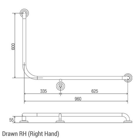 CON-SERV CF966RH CLAM FLANGE GRAB RAIL