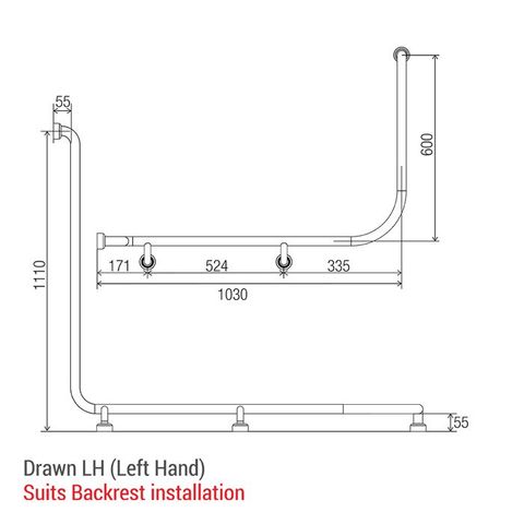 CON-SERV HS116LH HYGENIC SEAL GRAB RAIL