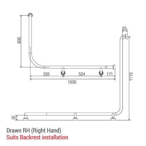 CON-SERV HS116RH HYGENIC SEAL GRAB RAIL