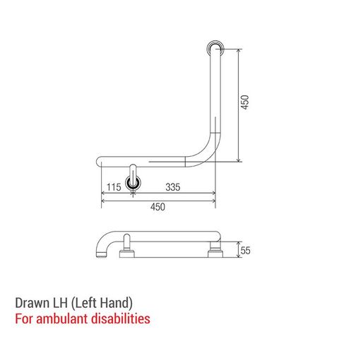 CON-SERV HS454LH HYGENIC SEAL GRAB RAIL