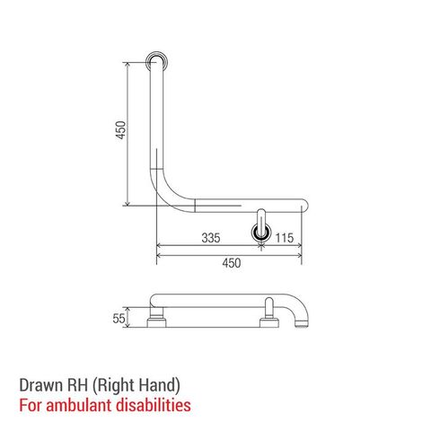 CON-SERV HS454RH HYGENIC SEAL GRAB RAIL