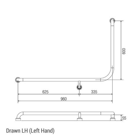 CON-SERV HS966LH HYGENIC SEAL GRAB RAIL