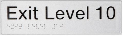 TSM BRAILLE EXIT LEVEL 8 SIGN SILVER