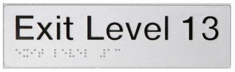 TSM BRAILLE EXIT LEVEL 13 SIGN SILVER
