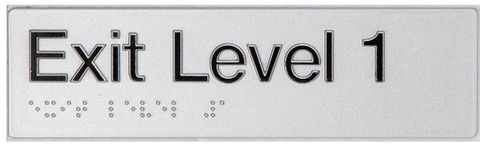 TSM BRAILLE EXIT LEVEL 1 SIGN SILVER