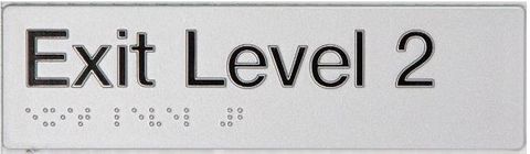 TSM BRAILLE EXIT LEVEL 2 SIGN SILVER
