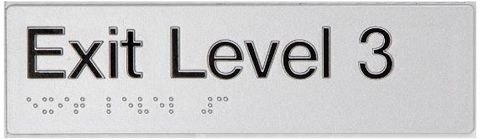 TSM BRAILLE EXIT LEVEL 3 SIGN SILVER