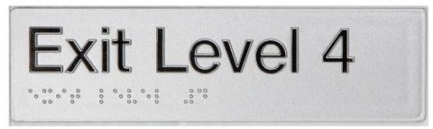 TSM BRAILLE EXIT LEVEL 4 SIGN SILVER