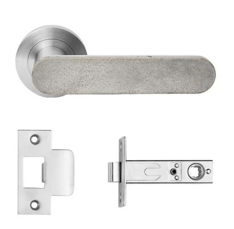 Designer Doorware Concrete Club Lever Set On R10 Round Rose with Latch