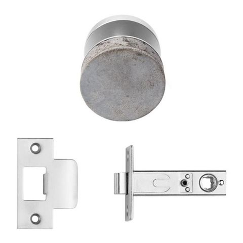 DESIGNER DOORWARE CONCRETE NIKI KNOB SET ON R10 ROSE INC.LATCH BOLT