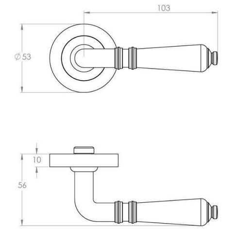 Designer Doorware Giulietta Lever Set On R10 Round Rose with Latch