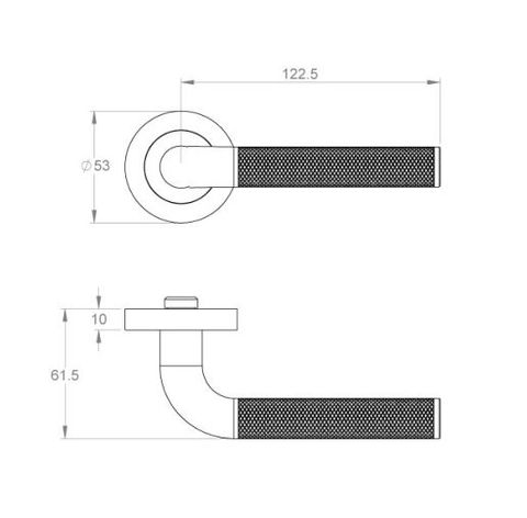 DESIGNER DOORWARE KAMEN FLINDERS LEVER SET ON R10 ROSE INC. LATCH BOLT