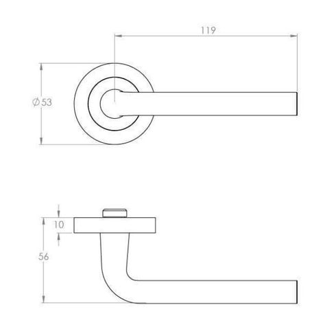 DESIGNER DOORWARE LODDEN LEVER SET ON R10 ROSE INC. LATCH BOLT