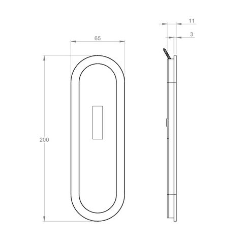 DESIGNER DOORWARE OVAL PRIVACY FLUSH PULL 200X65MM