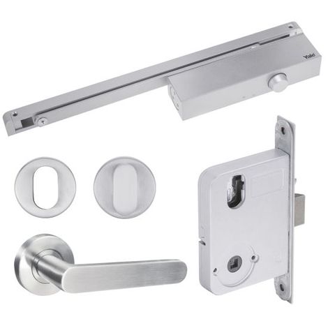 YALE KIT W/LOCK, S/RAIL CLOSER, S3 LEVER SET & ESCUT/TURN