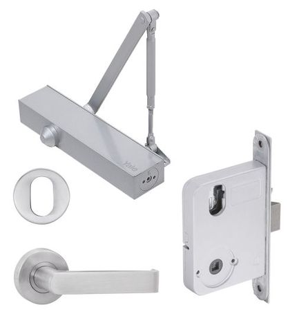 YALE KIT W/LOCK, ADJUST DOOR CLOSER & S1 LEVER SET & ESCUT