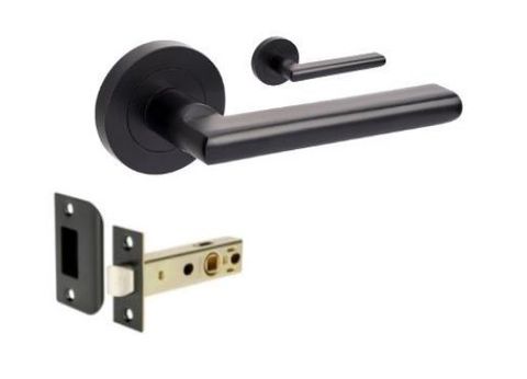 ZANDA 10021 EPIC ROUND ROSE PASSAGE SET W/LATCH BLK