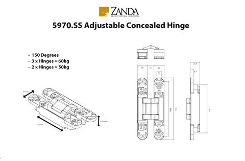 ZANDA 5970 CONCEALED HINGE 150 DEGREE