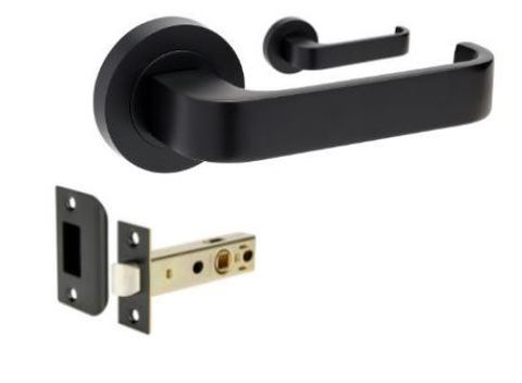 ZANDA 7090 STREAMLINE ROUND ROSE LEVER PRIVACY W/LATCH BLK