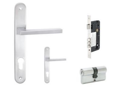 ZANDA 71091 VECTOR LONGPLATE ENTRANCE SET W/LOCK + FURN BN