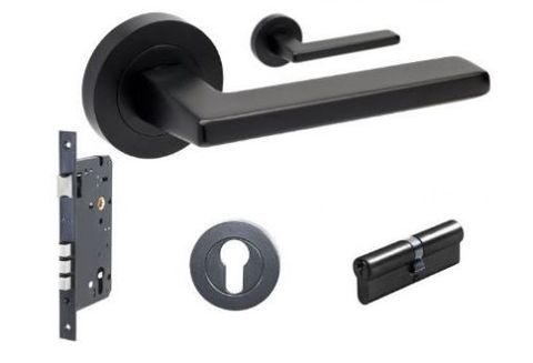 ZANDA 7110.3 VECTOR ROUND ENTRANCE SET W/LOCK + FURN BLK